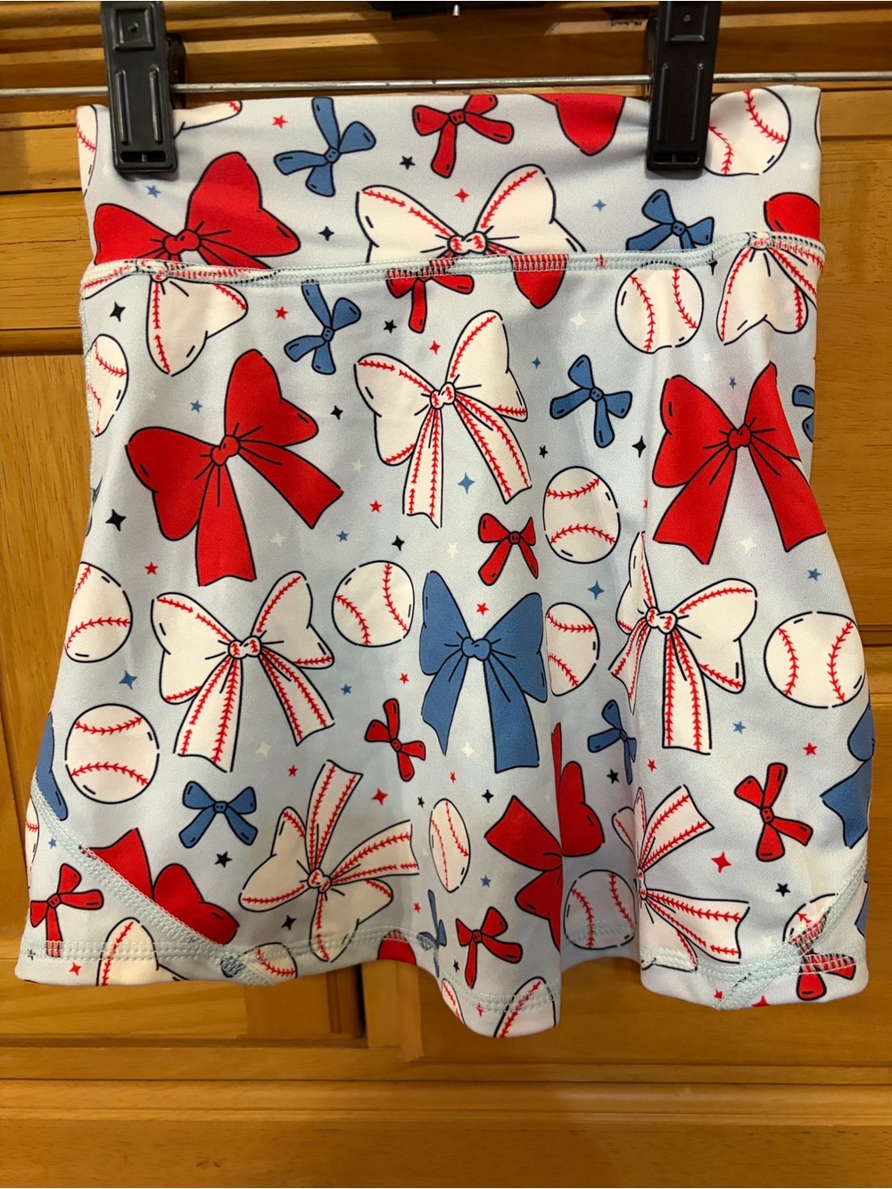 Adorable Girl's Red, White and Blue Baseball Themed Performance Skort Size 4T